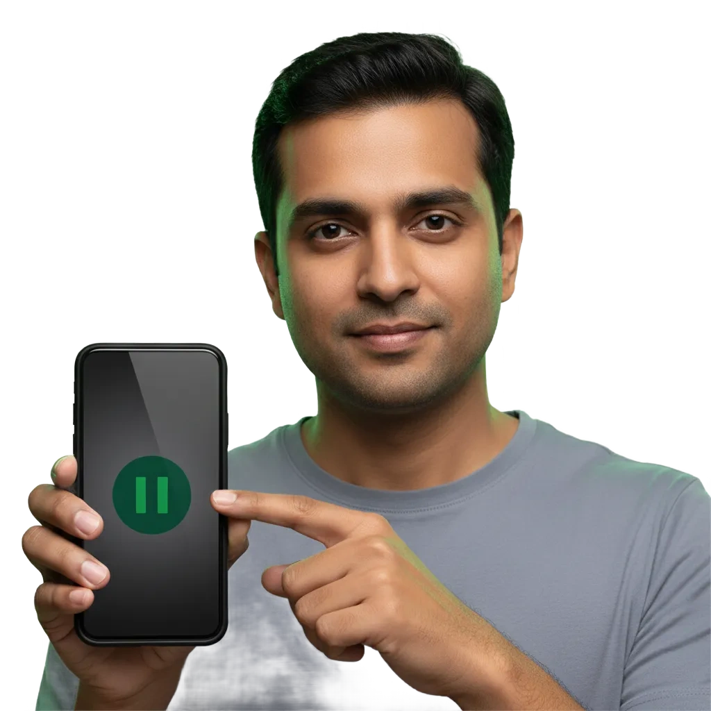 Ilustración de juego responsable: iconos de límites de depósito/tiempo, recordatorios y pausa de cuenta, enfoque en bienestar