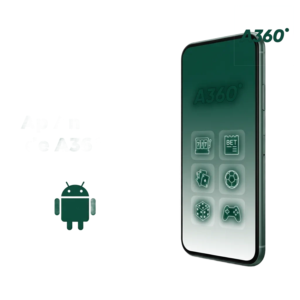 App A360 para Android en pantalla de móvil, apuestas deportivas y casino; descarga gratis e instalación paso a paso.