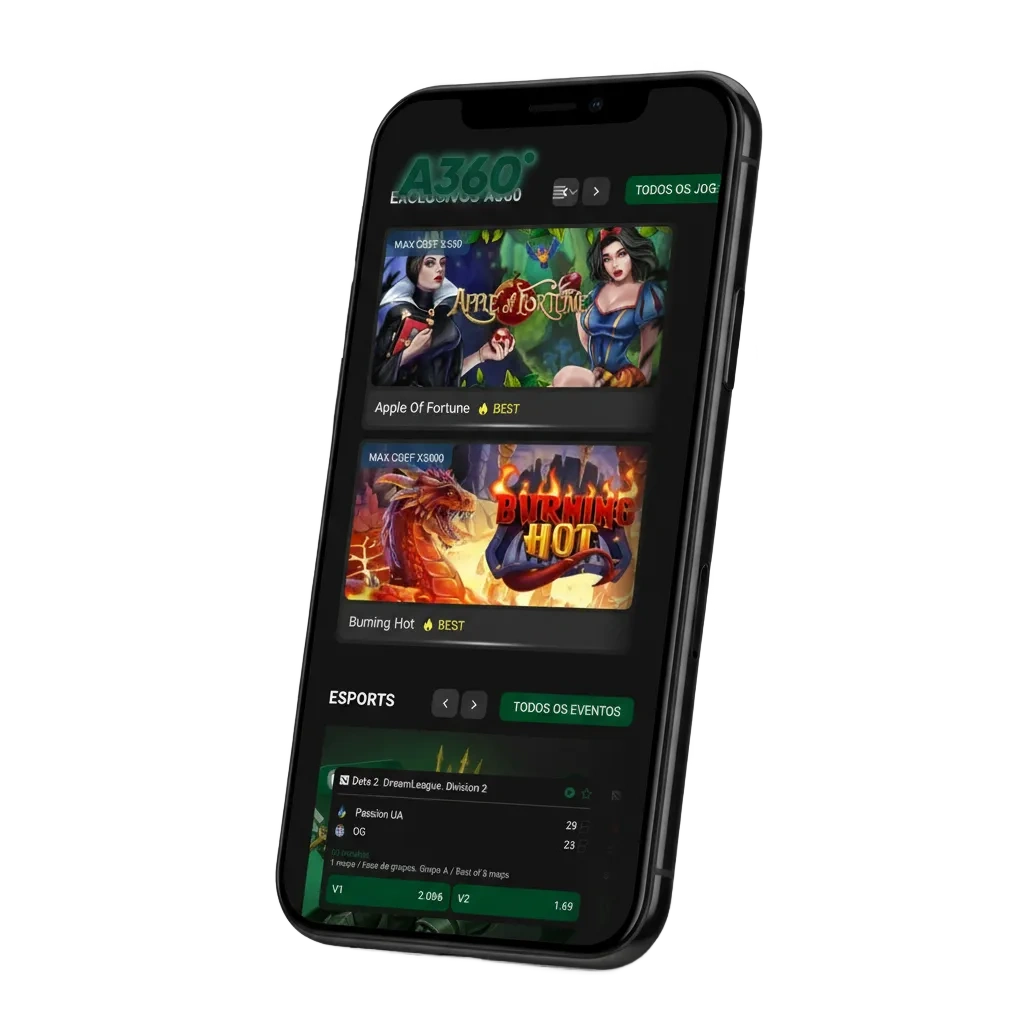 Banner A360: app Android (APK) e iOS, apuestas y casino, pagos con Mercado Pago y Astropay, bono 200% + 150 giros.