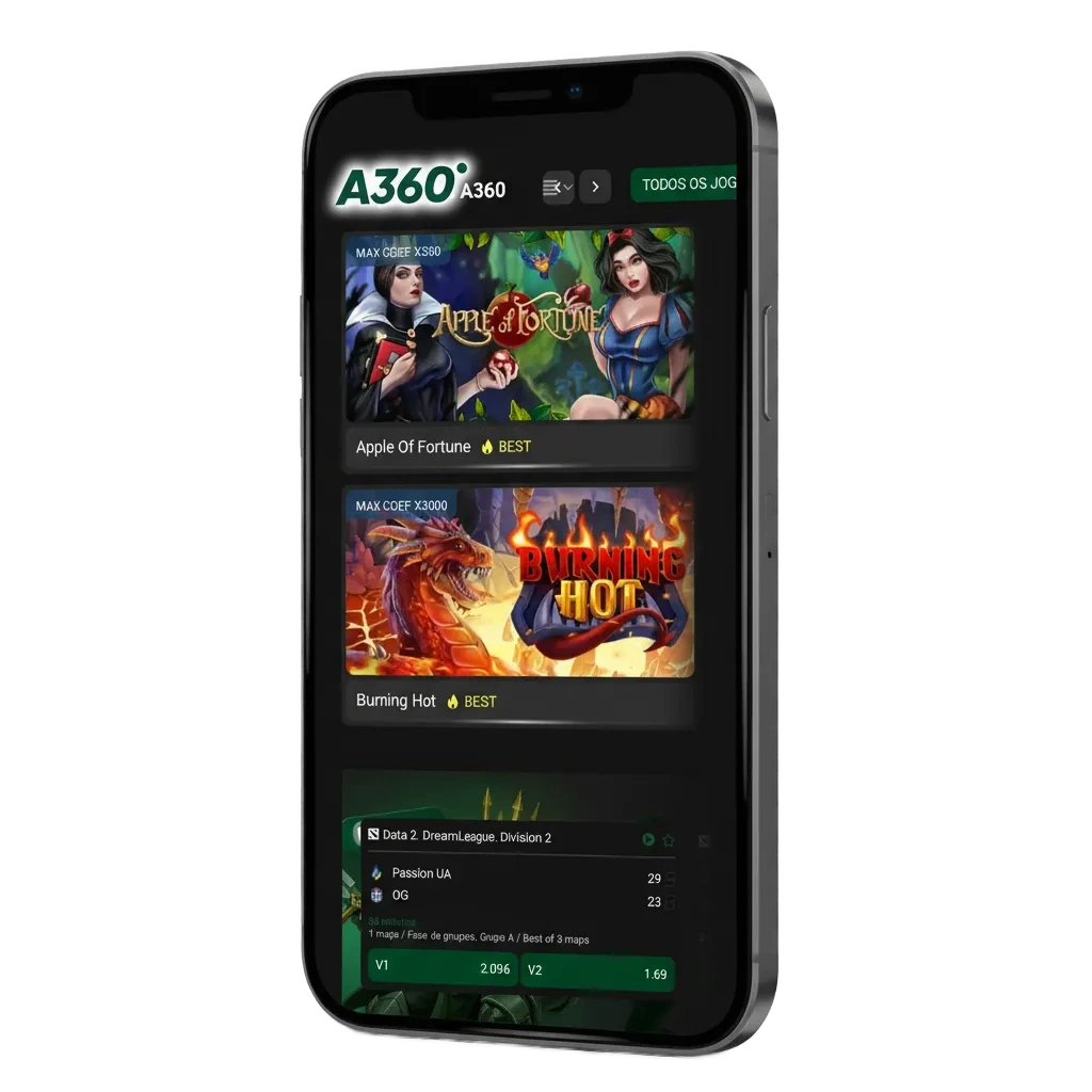 Teléfonos con la app A360: descarga Android (APK) e iOS en Chile; apuestas deportivas, casino y retiros móviles rápidos.