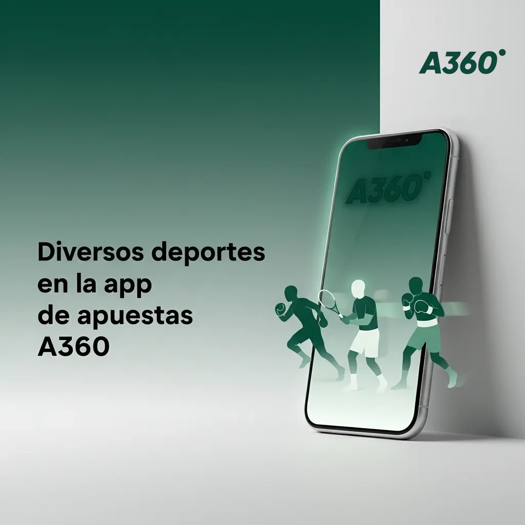 Interfaz de A360 con apuestas en vivo y prepartido en fútbol, tenis, baloncesto, eSports, MMA, ciclismo y más.