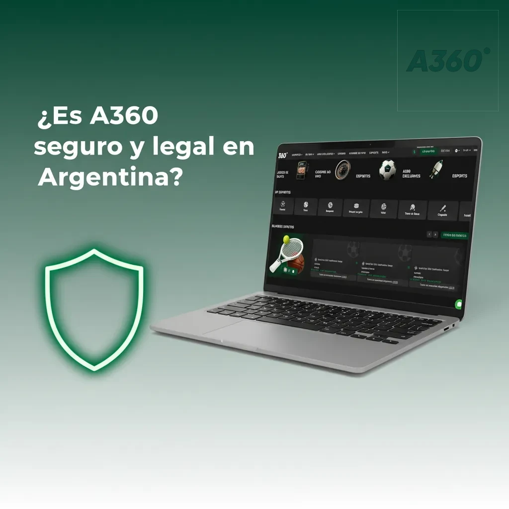 Banner con texto ¿Es A360 seguro y legal en Argentina? y iconos de candado, escudo, licencia y SSL