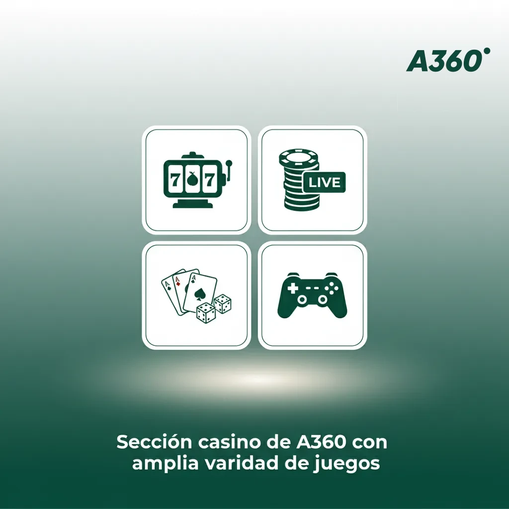 Sección casino de A360 con catálogo en pesos argentinos: tragamonedas, ruleta, cartas, crash, video póker e instantáneos.