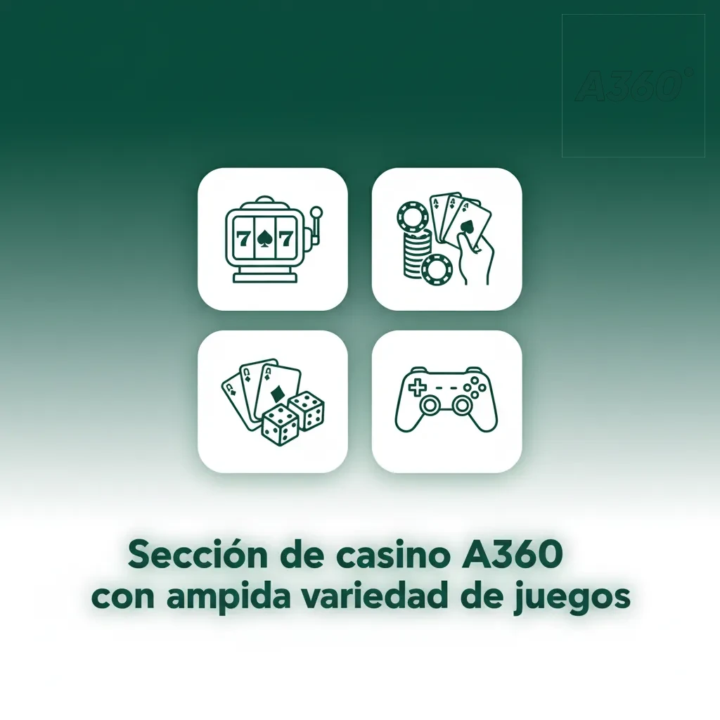 Interfaz del casino A360 con categorías: tragamonedas, crash, instantáneos, mesa, cartas, video bingo y rasca y gana