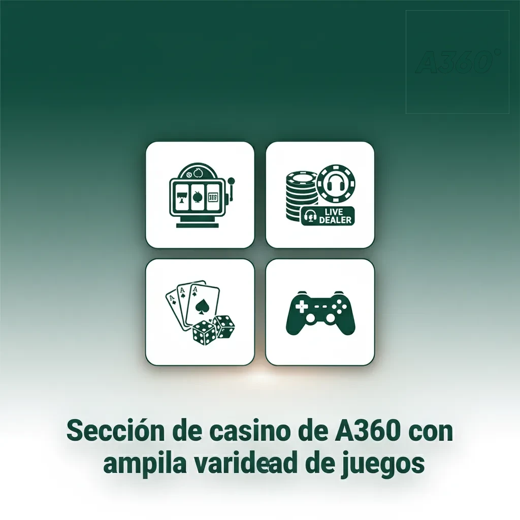 Lobby casino A360 con +3000 juegos: slots, jackpots, crash, mesas, video póker, rasca y gana, videobingo, filtros por RTP.