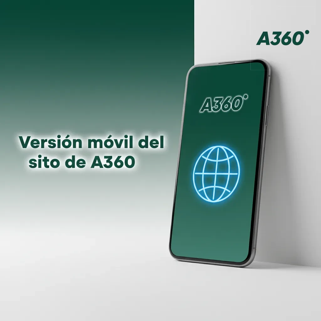 Versión móvil de A360 en smartphone o tablet, apuestas y casino con pagos y soporte sin descargar app.